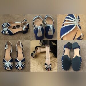 Elegant Silver and Blue Women's Shoes